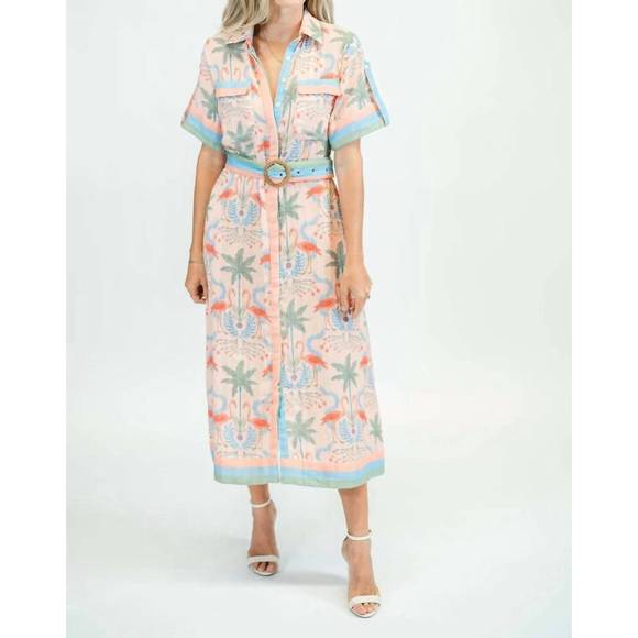 NEW MARIGOLD penelope linen button-down maxi dress in multi - Picture 1 of 3